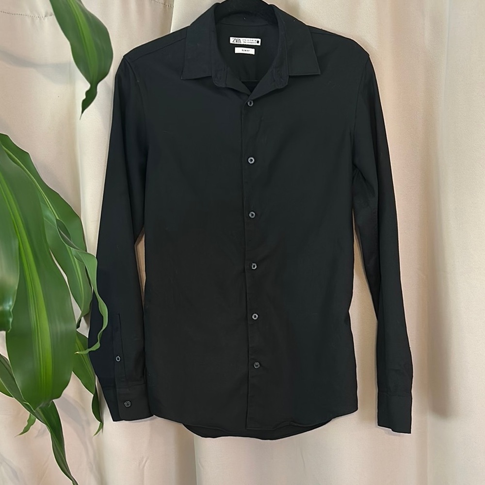 Zara Black Dress Shirt Long Sleeve Classic